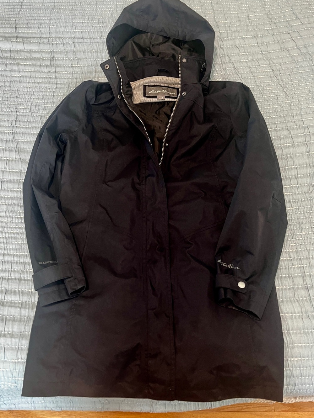 Eddie Bauer Women’s Black Hooded Rain Trench Coat with Hood